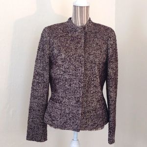 Jones New York Black Tweed Wool Blend Jacket Size 10